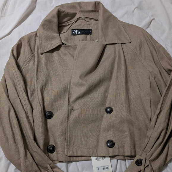Zara CROPPED LINEN BLEND TRENCH - Picture 5 of 10